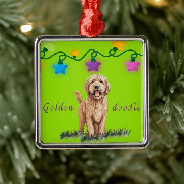 Goldendoodle Ornament på Grönt (Träd)