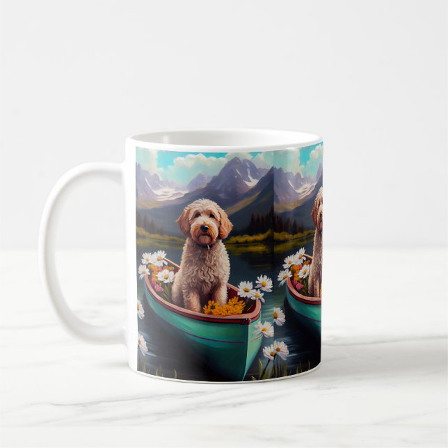Goldendoodle på paddel: Ett naturskönt äventyr Kaffemugg (Vänster)