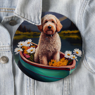 Goldendoodle på paddel: Ett naturskönt äventyr Knapp