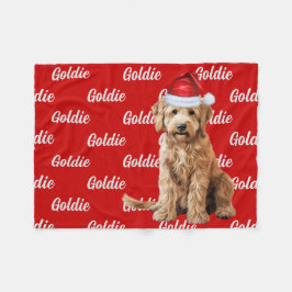 Goldendoodle på Red med Namn jul Hund Fleecefilt