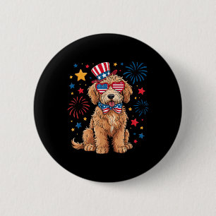 Goldendoodle Patriotisk 4 juli Goldendoodle D Knapp