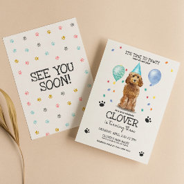 Goldendoodle Pawty Hund Puppy Birthday Inbjudningar