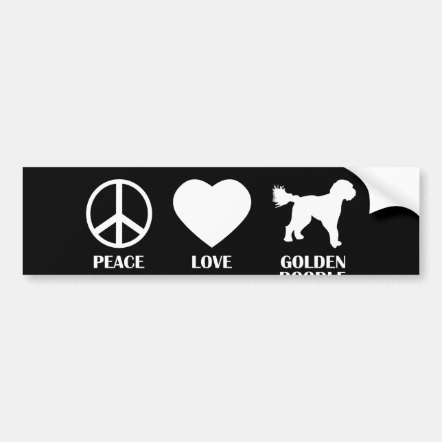 Goldendoodle Peace Kärlek-presentidé för Hundägare Bildekal (Framsidan)