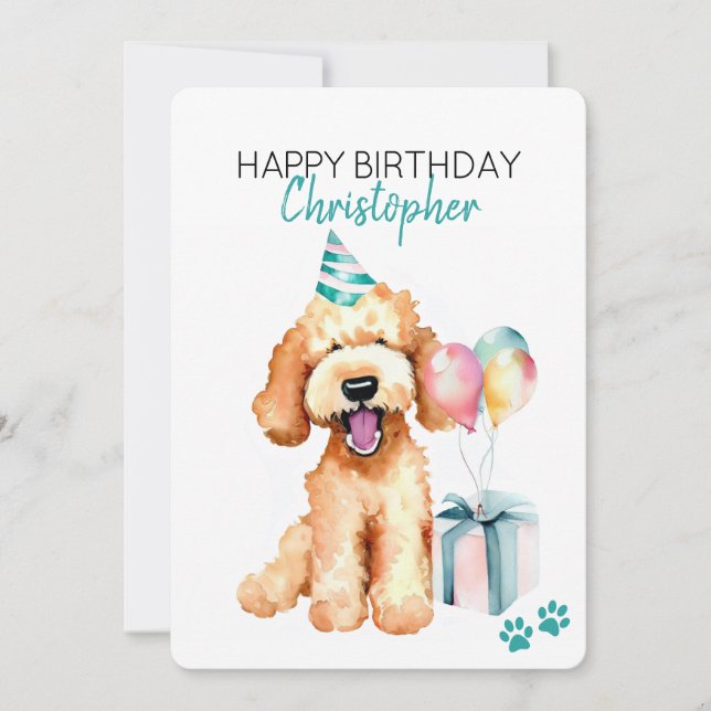 Goldendoodle Personlig Grattis på födelsedagen Fla Kort (Framsida)
