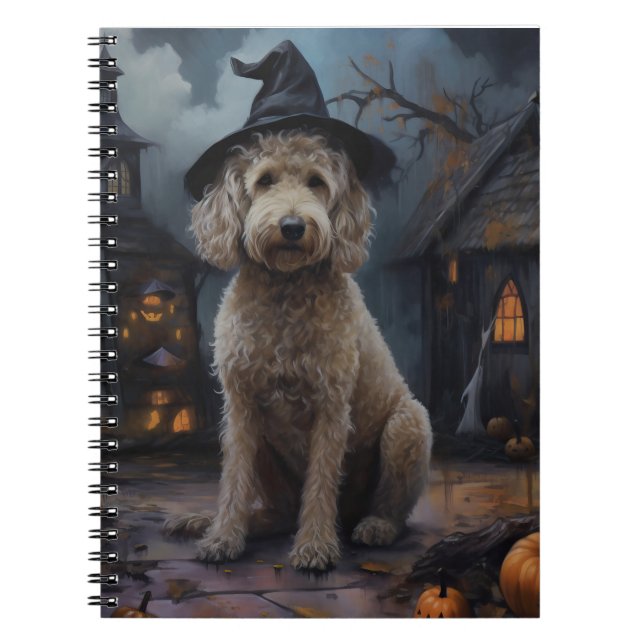 Goldendoodle Pumpkins Halloween Scary Anteckningsbok (Framsidan)