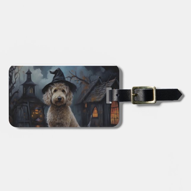 Goldendoodle Pumpkins Halloween Scary Bagagebricka (Horisontell Framsida)