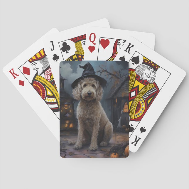 Goldendoodle Pumpkins Halloween Scary Casinokort (Baksidan)