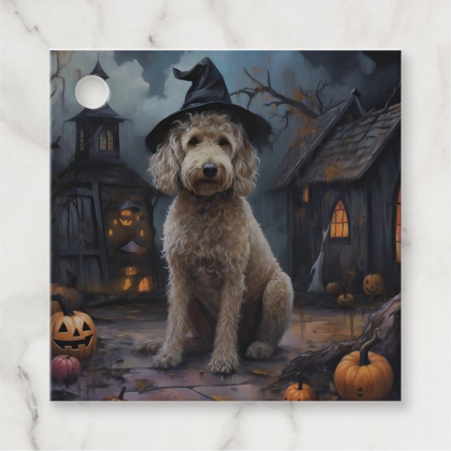 Goldendoodle Pumpkins Halloween Scary Gåvor Etiketter (Framsida)