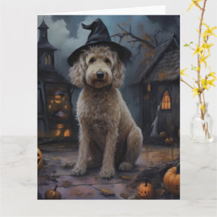 Goldendoodle Pumpkins Halloween Scary Kort