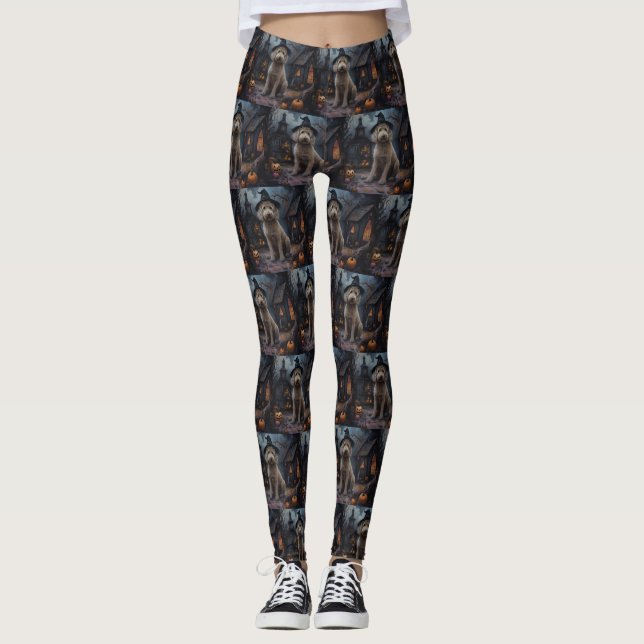 Goldendoodle Pumpkins Halloween Scary Leggings (Framsida)