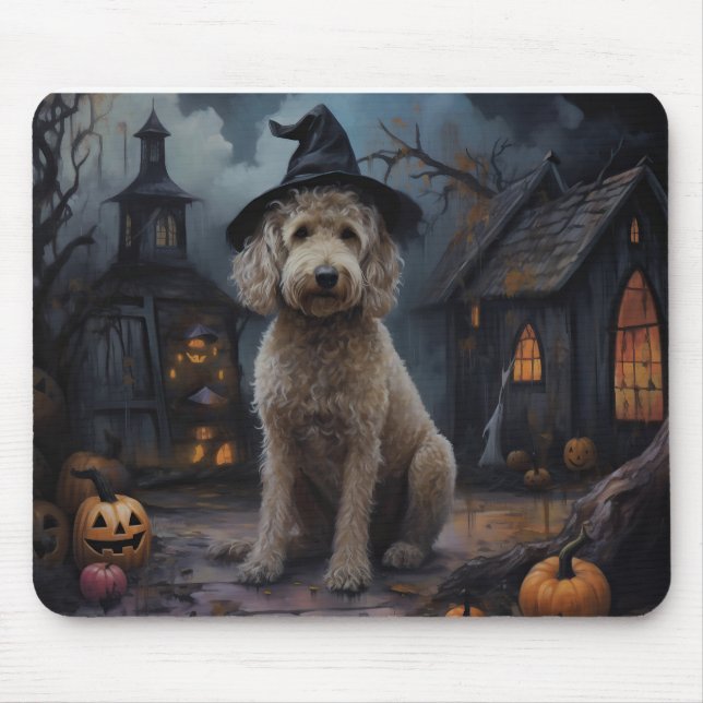 Goldendoodle Pumpkins Halloween Scary Musmatta (Framsidan)