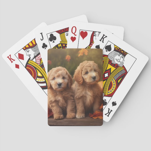 Goldendoodle Puppy Autumn Delight Pumpkin Casinokort (Baksidan)