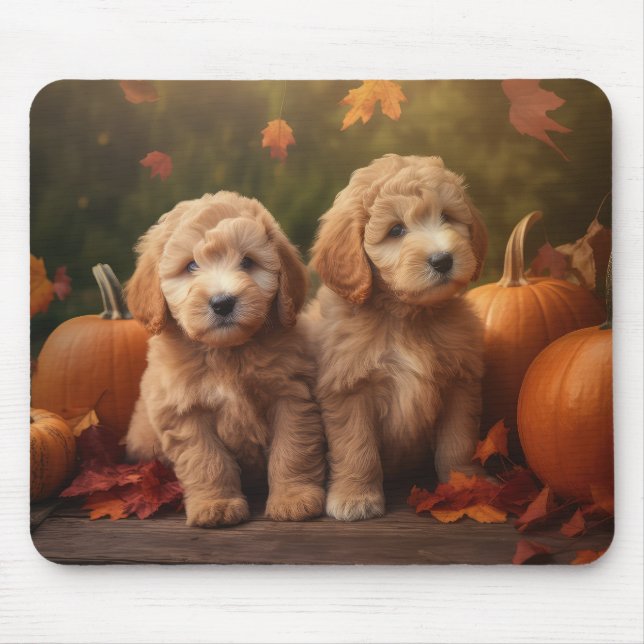 Goldendoodle Puppy Autumn Delight Pumpkin Musmatta (Framsidan)