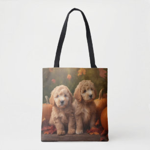 Goldendoodle Puppy Autumn Delight Pumpkin Tygkasse
