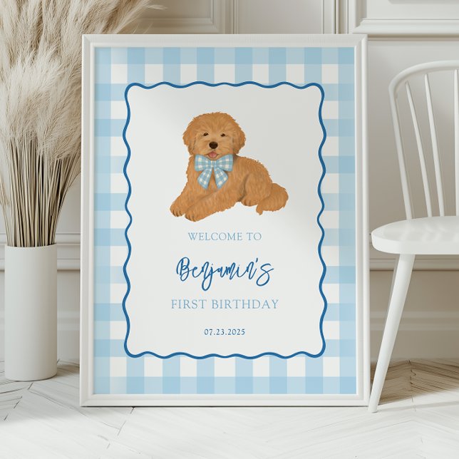 Goldendoodle Puppy Dog Birthday Party Welcome Poster (Skapare uppladdad)