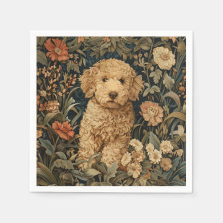 Goldendoodle Puppy i William Morris Stil Garden Pappersservett