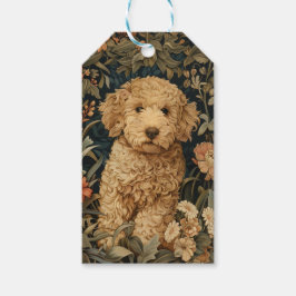 Goldendoodle Puppy i William Morris Stil Garden Presentetikett