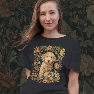 Goldendoodle Puppy in Old Fashioned Garden T Shirt