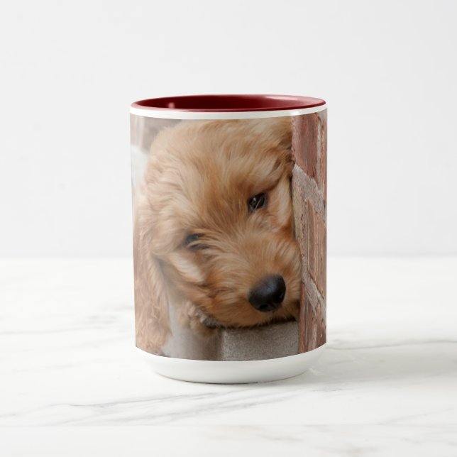Goldendoodle Puppy Peeking Mugg (Center)