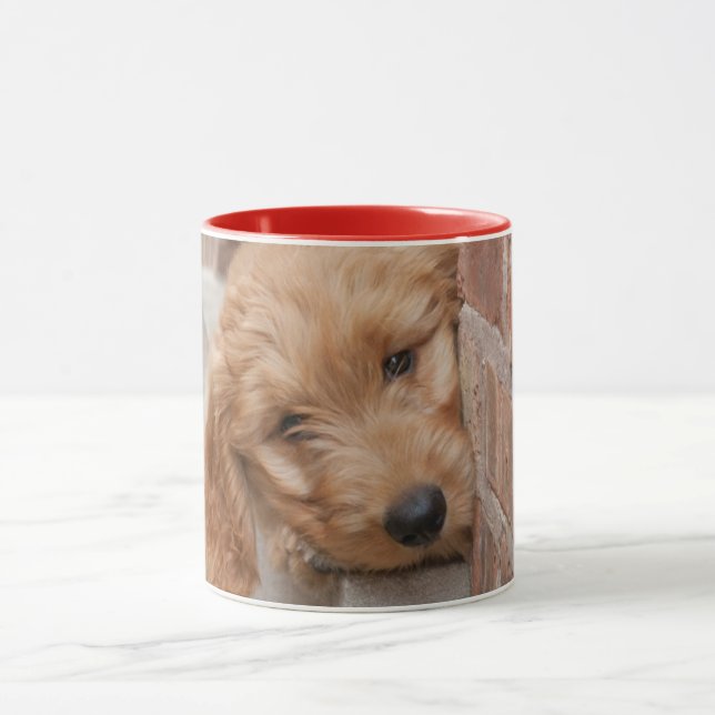Goldendoodle Puppy Peeking Mugg (Center)