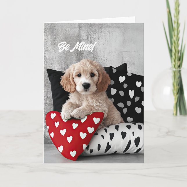 Goldendoodle Puppy Valentine Card Tack Kort (Framsida)