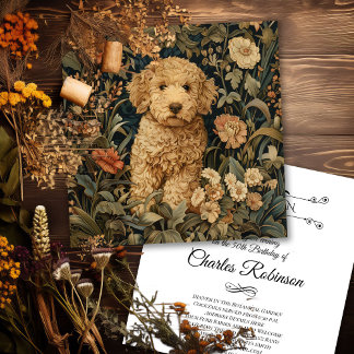 Goldendoodle Puppy William Morris Stil Party Tack Kort