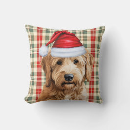 Goldendoodle Red Grönt Helgdag Play jul Kudde
