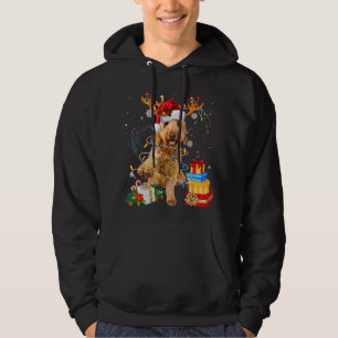 Goldendoodle Reindeer jul Ljus Rolig hund X Hoodie
