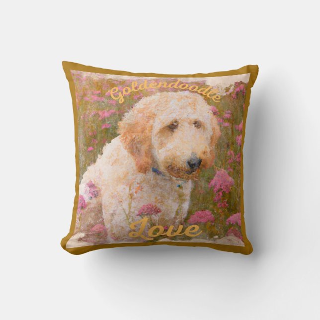 Goldendoodle-roligt söt kudde (Framsida)