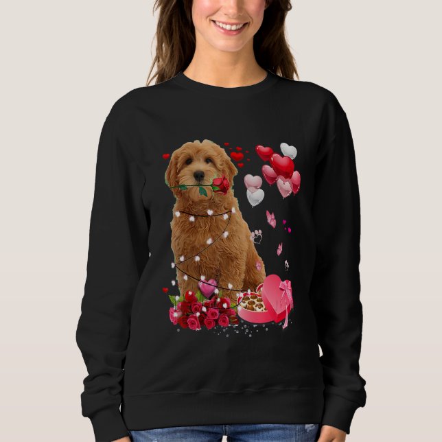 Goldendoodle Rose Heart Happy Valentine Day Dog Mo T Shirt (Framsida)