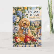 Goldendoodle Rosh Hashanah-kort