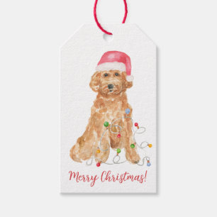 Goldendoodle Santa Gift Märkre, Anpassningsbar jul Presentetikett