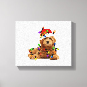 Goldendoodle Santa Hund Canvastryck