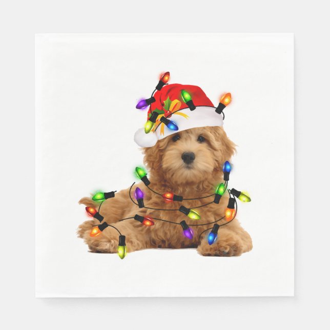 Goldendoodle Santa Hund Pappersservett (Framsidan)