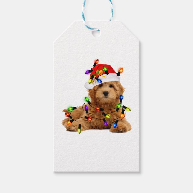 Goldendoodle Santa Hund Presentetikett (Framsidan)