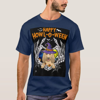 Goldendoodle Skeleton Heart Lycklig HowlOWeen Cost T Shirt