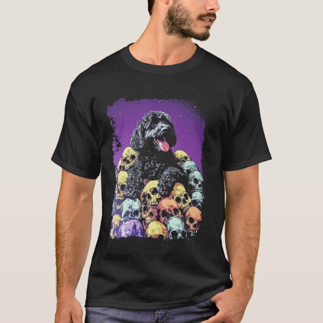 Goldendoodle Skelett Söt Gothic T Shirt (Framsida)