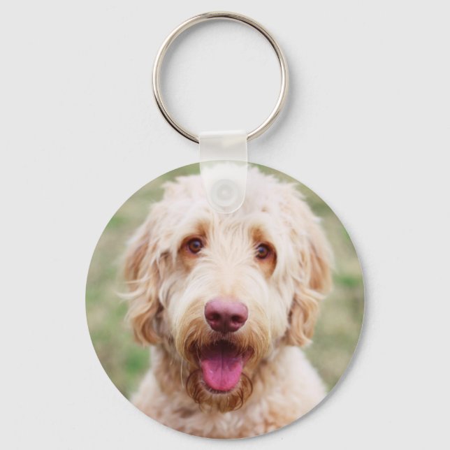 Goldendoodle Smiling Nyckelring (Framsida)