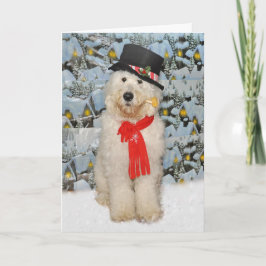 Goldendoodle snögubbejulkort helgkort