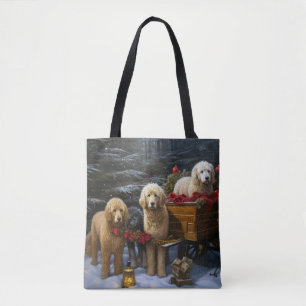 Goldendoodle Snöig Släde Juldekoration Tygkasse
