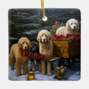 Goldendoodle Snösläd Juldekoration