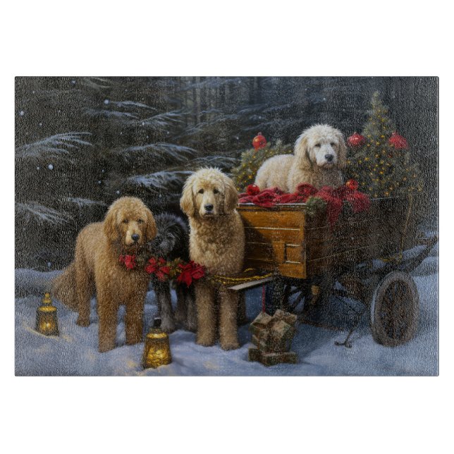 Goldendoodle Snösläd Juldekoration (Framsidan)