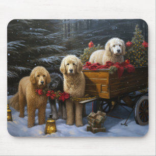 Goldendoodle Snöslädjurs juldekoration Musmatta