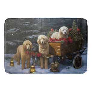 Goldendoodle Snowy Sleigh-juldekretet Badrumsmatta