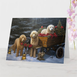 Goldendoodle Snowy Sleigh-juldekretet Kort