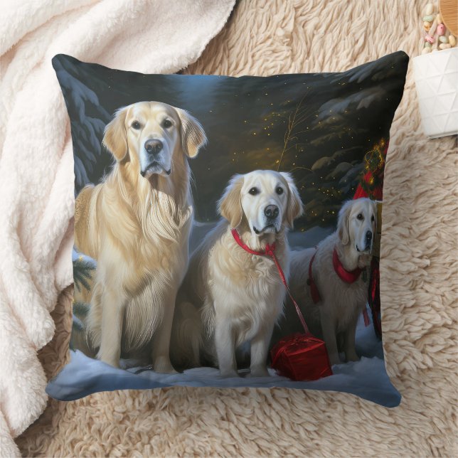 Goldendoodle Snowy Sleigh-juldekretet Kudde (Filt)