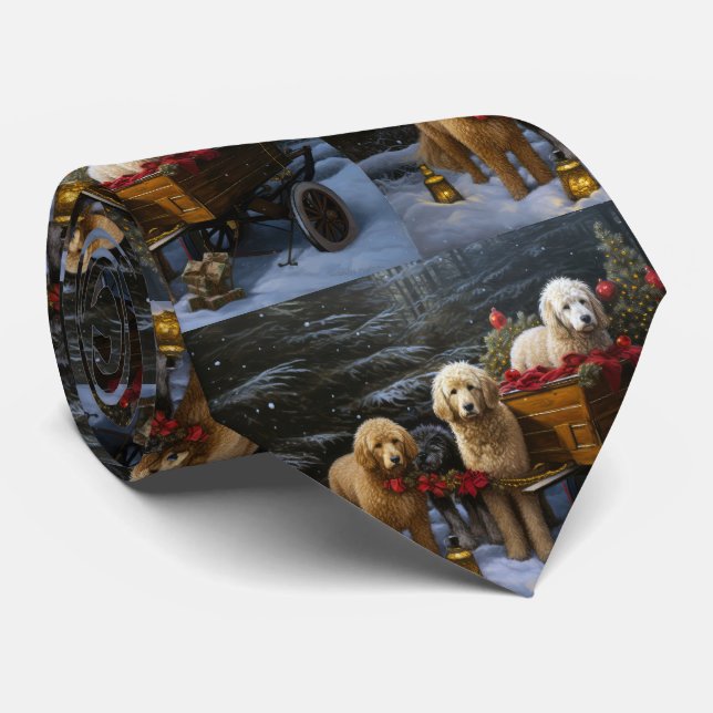 Goldendoodle Snowy Sleigh-juldekretet Slips (Rullad)