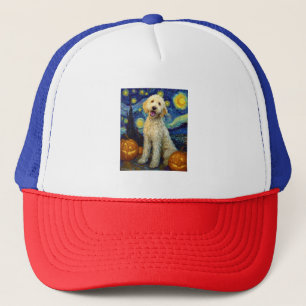 Goldendoodle Söt Hund Halloween Jack O Lantern Pum Keps