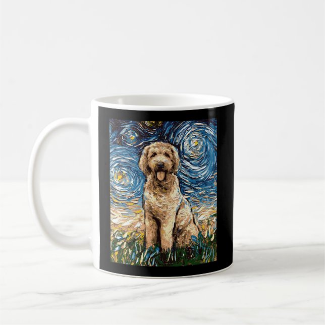 Goldendoodle Starry Night Hund Art by Aja Kaffemugg (Vänster)