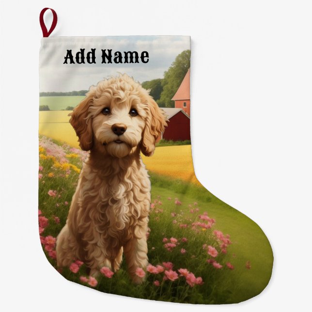 Goldendoodle Stor Julstrumpa (Framsidan)